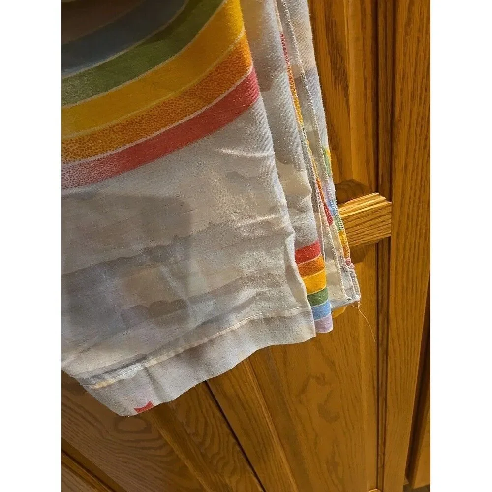 Vintage RN 64155 1 Full Bed Rainbow Cloud Flat Sheet 77 x 97